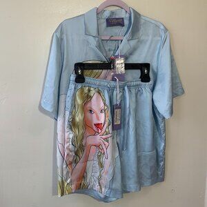 Im Sorry Petra Collins Blue Satin Graphic Set